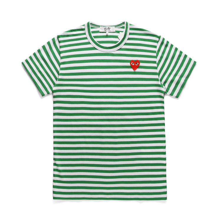 1:1 quality version classic striped heart embroidered tee 6 colors