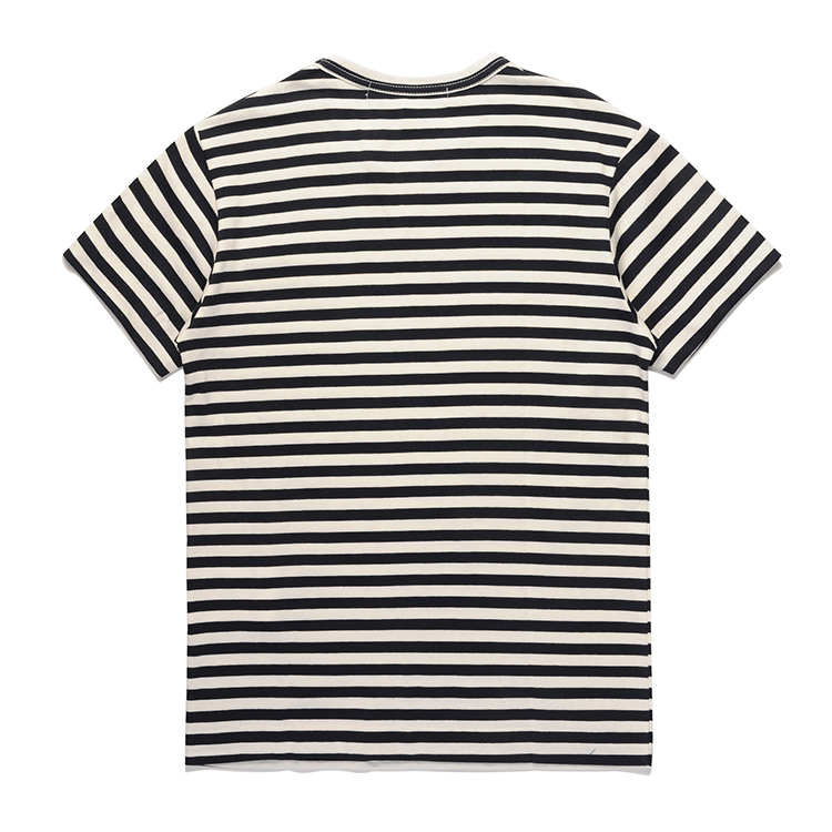 1:1 quality version double heart logo embroidery stripe tee 3 colors
