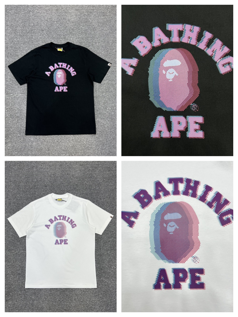 1:1 quality version malfunctioning color overlapping shadow ape head tee 2 colors