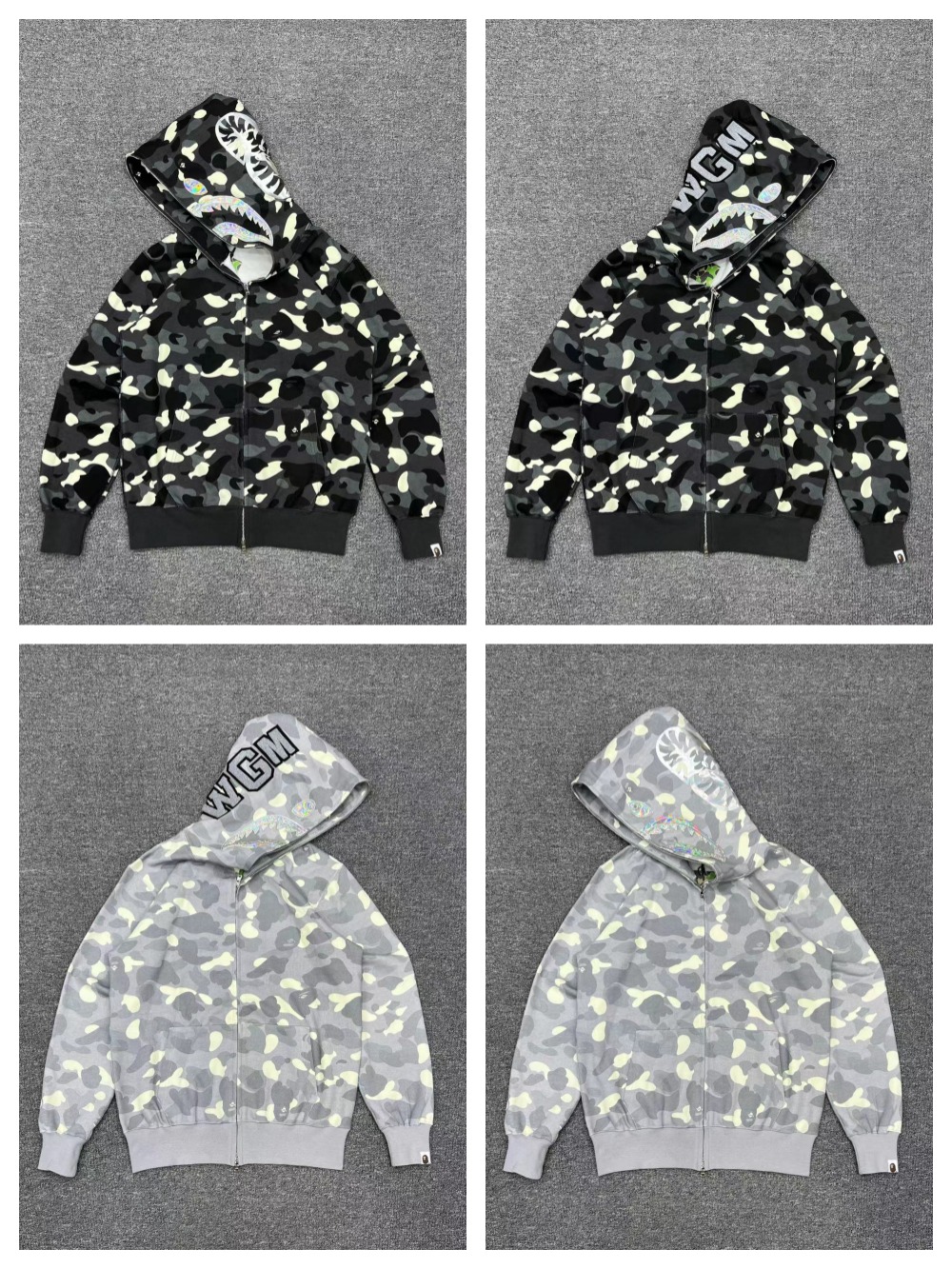 1:1 quality version luminous camouflage laser zip hoodie 2 colors