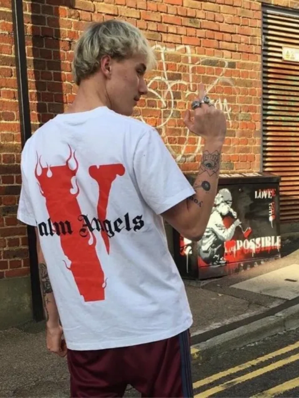 [buy more save more] vlone x palm flame tee white black