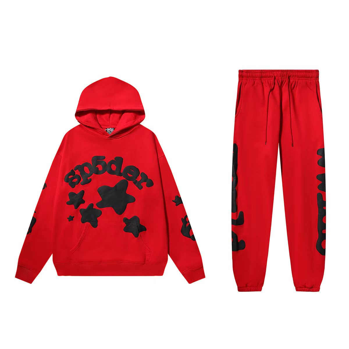 large star foam letter hoodie & pants set 3 colors