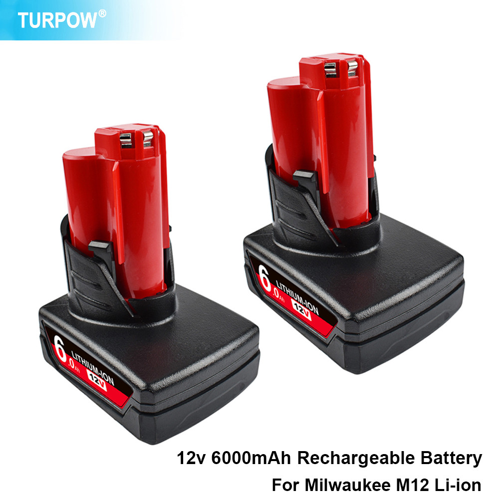 Turpow 12V 6000mAh Rechargeable Battery for Milwaukee M12 XC Cordless Tools Batteries 12 Volt 48-11-2402 48-11-2411 48-11-2401