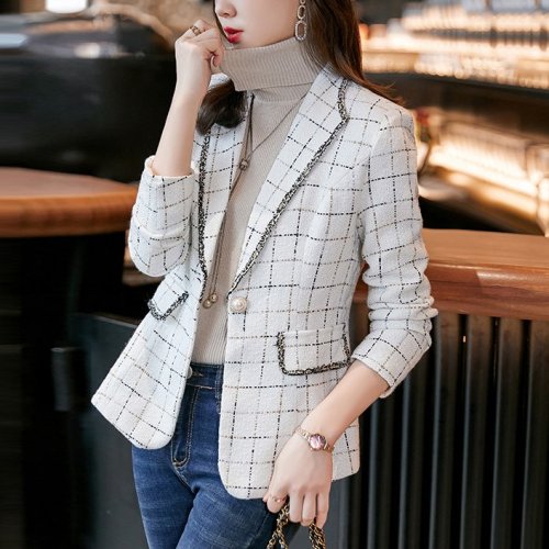Tweed Casual Checkered/plaid Outerwear