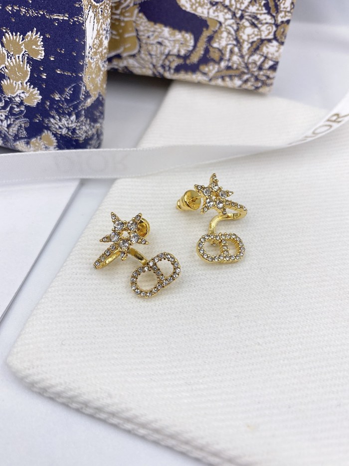 Designer Diamond Alphabet Star Stud Earrings