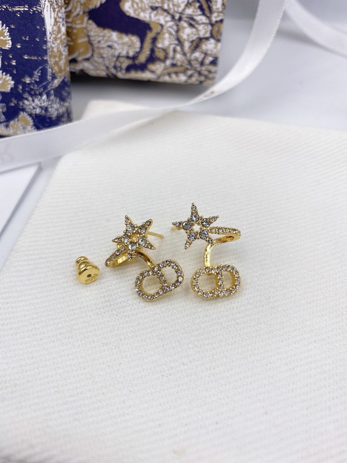 Designer Diamond Alphabet Star Stud Earrings