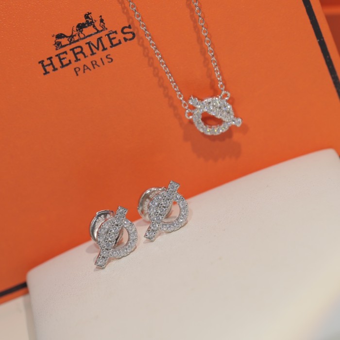 Designer finesse new hollow O earrings OT buckle full diamond necklace