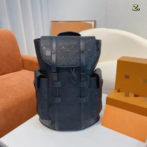 Designer With black leather trim backpack travel bag