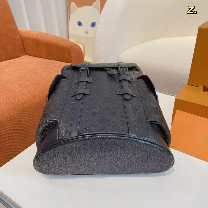 Designer With black leather trim backpack travel bag