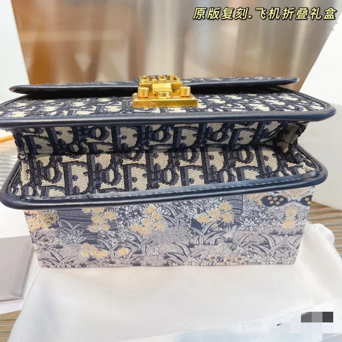 Designer Blue Jacquard Vintage Hardware Bag  handbag