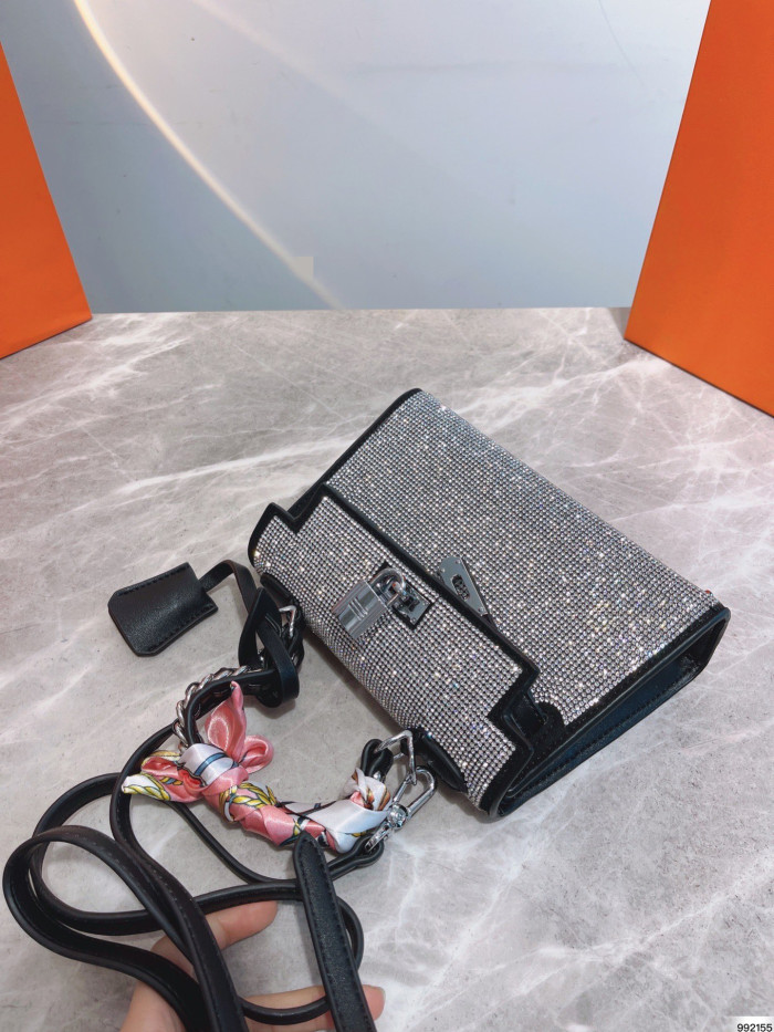 Designer Kelly bag full diamond handbag
