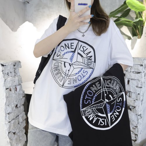 Designer T-Shirts Grid Compass Island Trendy Loose Print t shirt
