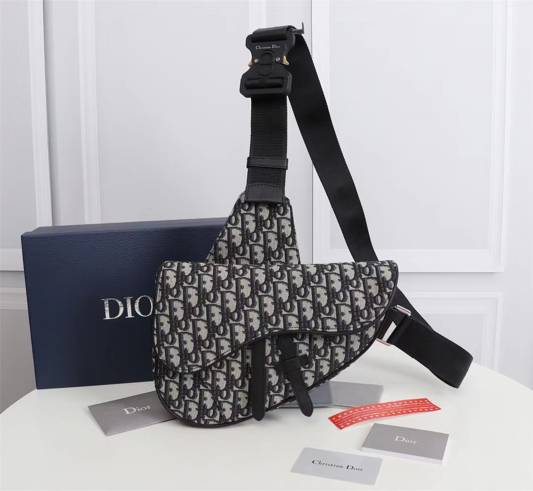 Dior Saddle Pouch Oblique Jacquard Beige/Black