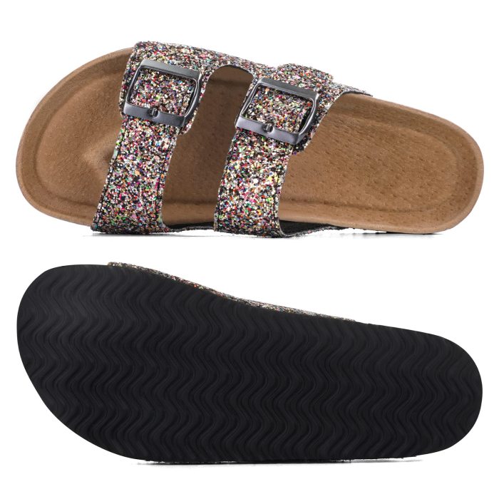 Womens Slide Sandals-Glitter