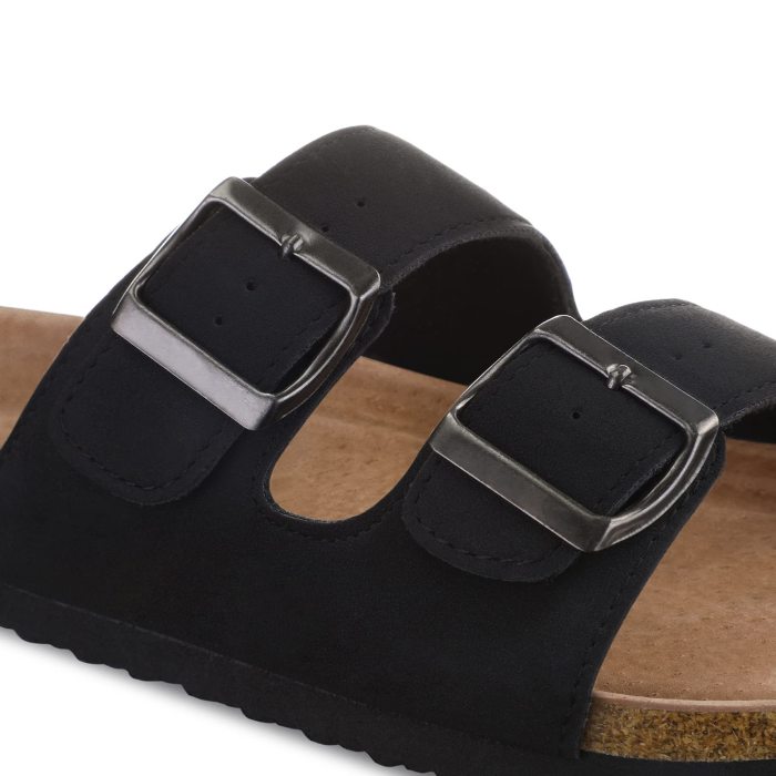 Womens Slide Sandals-Black