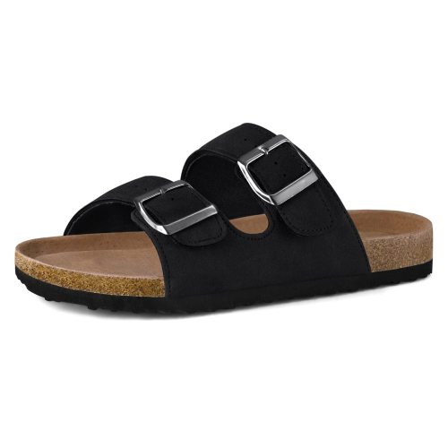 Womens Slide Sandals-Black