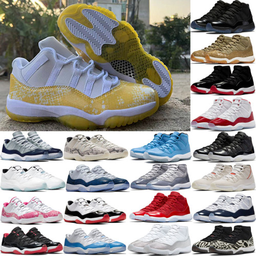 NIKE AIR Jordan 11 Sneaker Luxury Designer Shoes AJ11 Yellow Snakeskin Sneaker Bred Black  Sports Basketball Shoes
