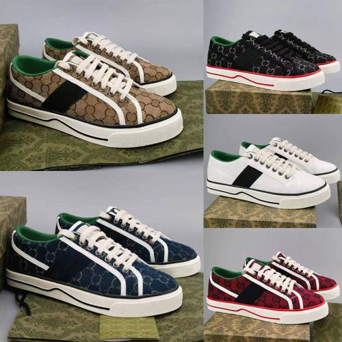 Designer Tennis 1977 Casual Shoes Luxurys Designers Mens Shoe Italy Green And Red Web Stripe Rubber Sole Stretch Cotton Low Top Men Sneakers 40-46