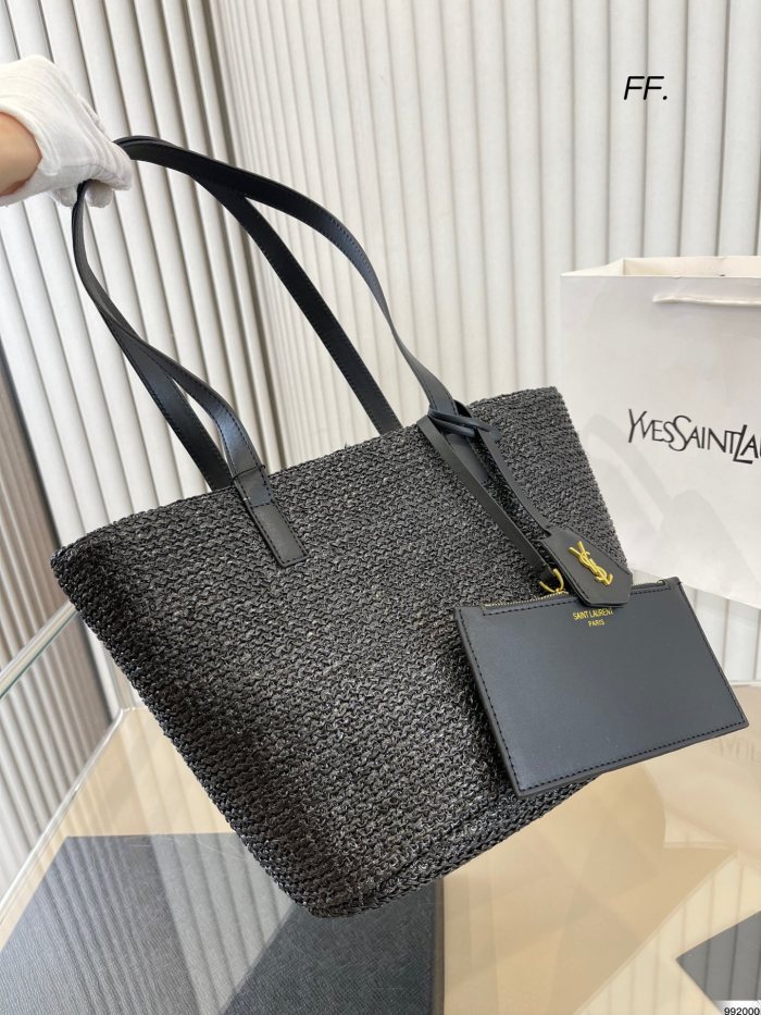 Yves Saint Laurent straw tote shopping bag YSL Handbag