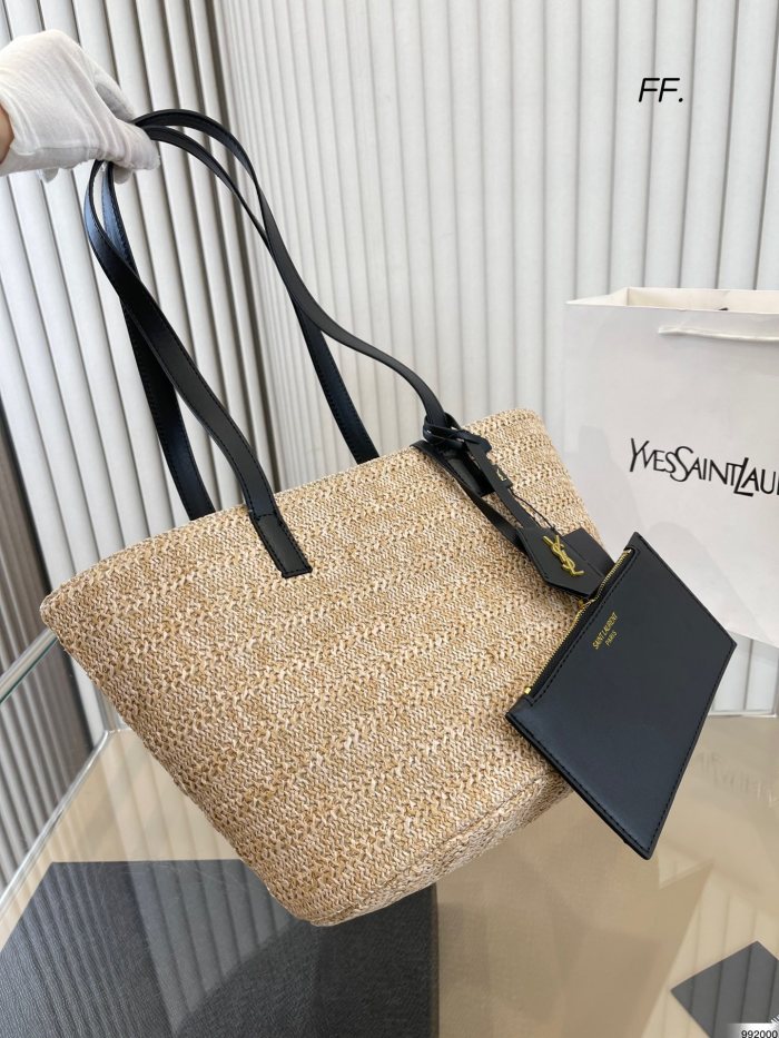 Yves Saint Laurent straw tote shopping bag YSL Handbag