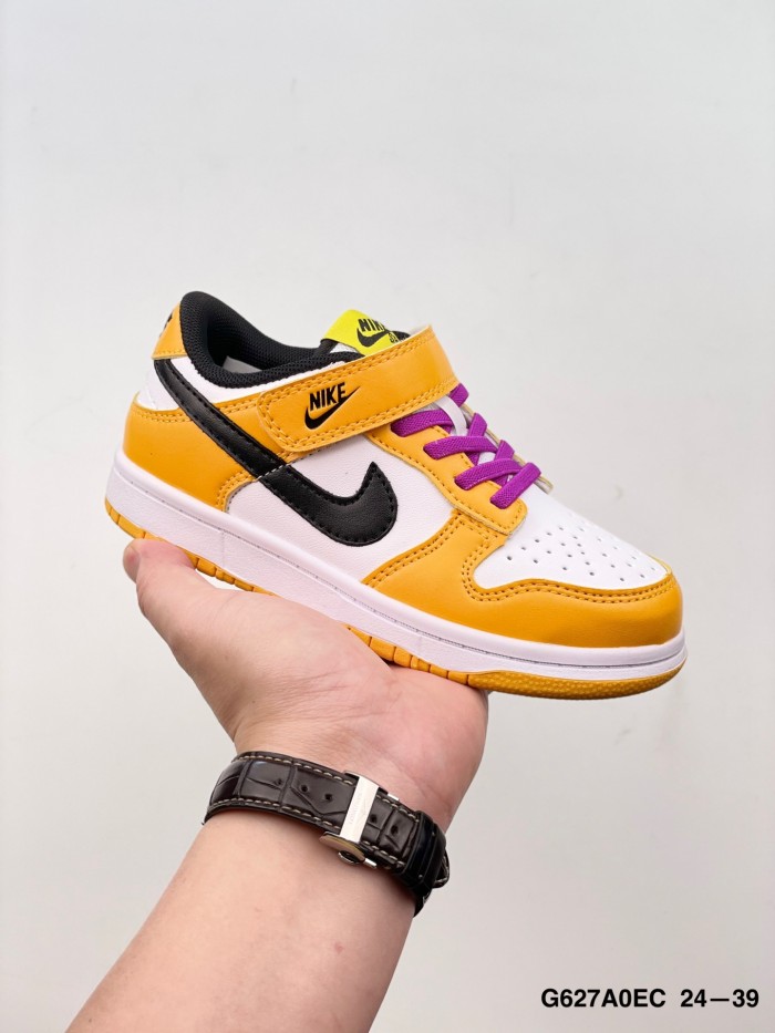 Nike KIDS SB Dunk Low low-top sneakers strap limited leather material children's shoes