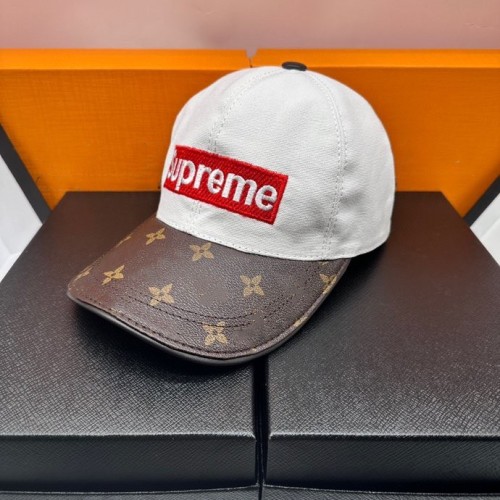 Fashion designer luxury brand supreme co-branded canvas and leather baseball cap