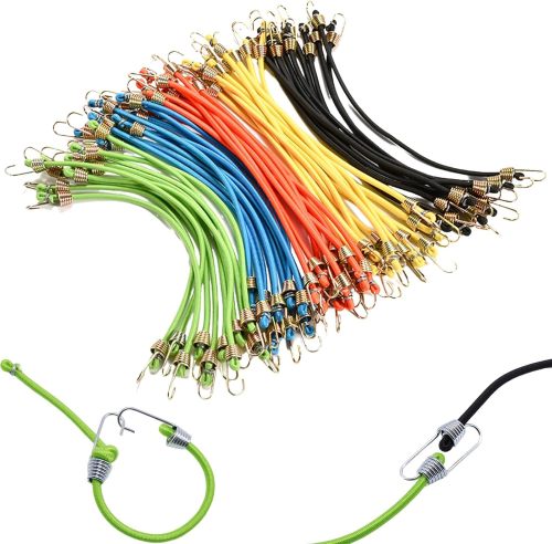 OPPKEPT Small Bungee Cords with Hooks 12 Pack, 25cm Mini Adjustable Rubber Stretchy Heavy Duty Short Elastic Bungee Cord for Luggage Roof Rack Hang Outdoor Tent Tarp Bike Car RV Camping Tool Cargo Accessory