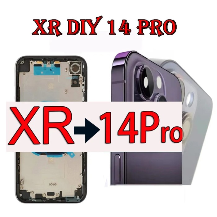 DIY Back Cover Housing for Xr to 14 Pro Back Battery Middle Frame Replacement For XR Like 14 Pro Housing, XR Up to iPhone 14 Pro