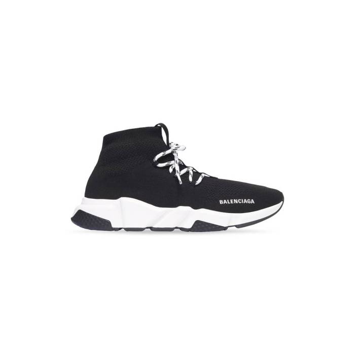 SPEED LACE-UP TRAINERS IN BLACK/WHITE