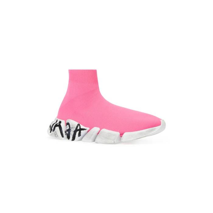 SPEED 2.0 GRAFFITI RECYCLED KNIT TRAINERS IN FLUO PINK