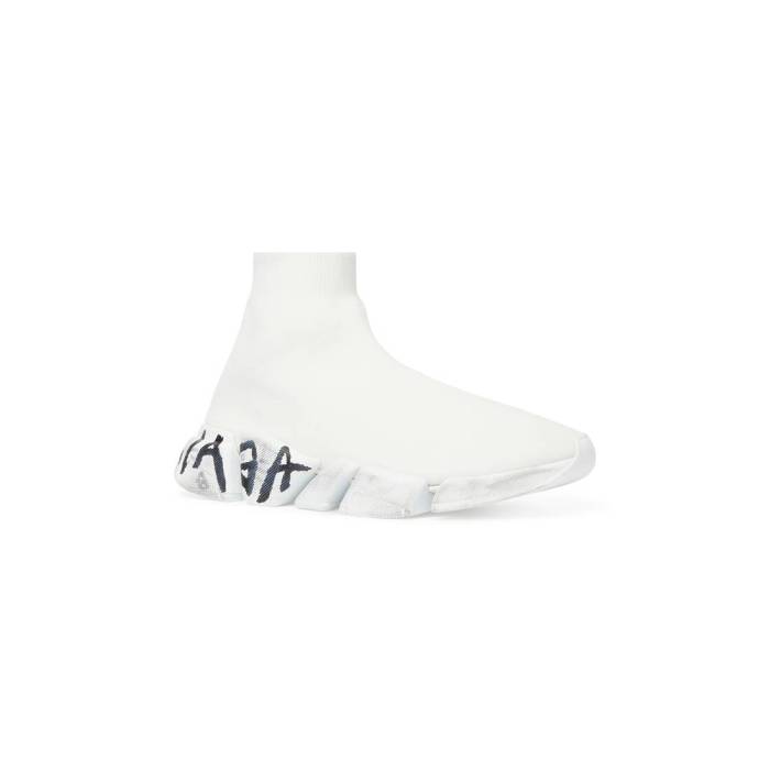 SPEED 2.0 GRAFFITI RECYCLED KNIT TRAINERS IN WHITE