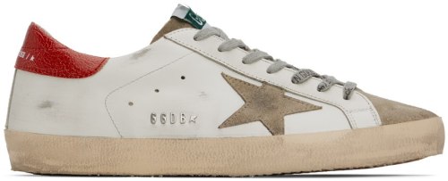 GOLDEN GOOSE White & Taupe Superstar Sneakers