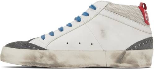 GOLDEN GOOSE White & Gray Mid Star Double Quarter Sneakers