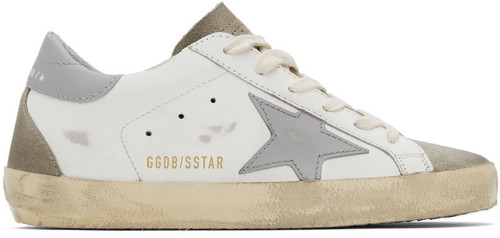 (Pre Order)GOLDEN GOOSE White & Gray Super-Star Classic Low-Top Sneakers