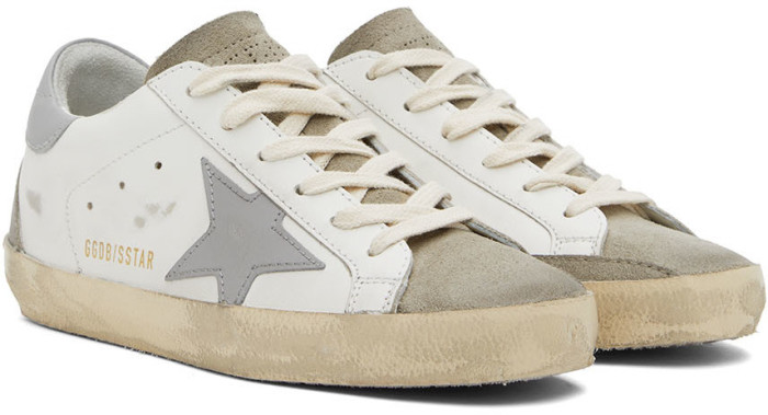 (Pre Order)GOLDEN GOOSE White & Gray Super-Star Classic Low-Top Sneakers