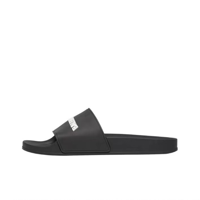 Balenciaga MEN'S POOL SLIDE SANDAL IN BLACK/WHITE