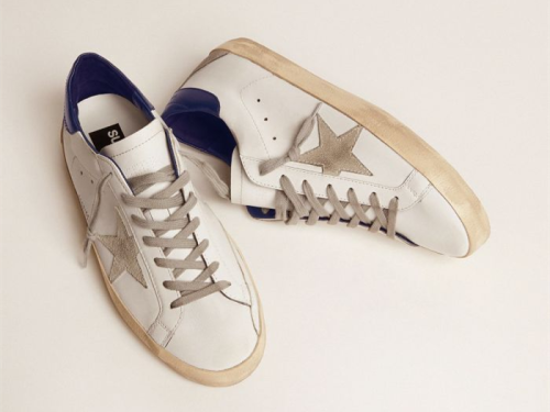 GOLDEN GOOSE Super-Star sneakers with suede star and blue heel tab