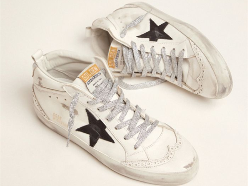 GOLDEN GOOSE Mid-Star sneakers with laminated heel tab and glittery laces
