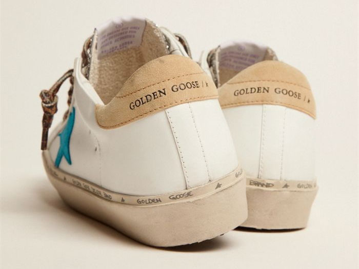 GOLDEN GOOSE Hi Star LTD sneakers with silver glitter tongue and cyan-blue suede star