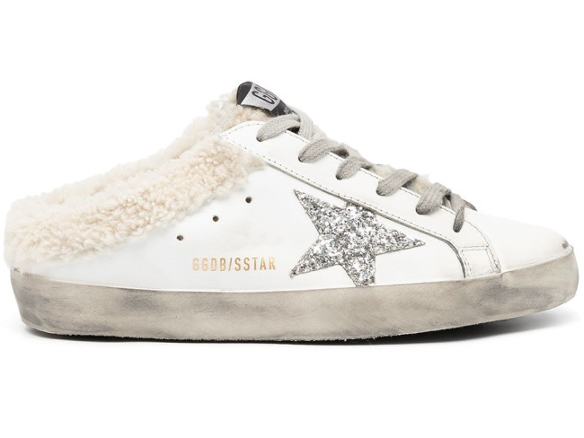 GOLDEN GOOSE Super-Star lace-up sneakers in silver