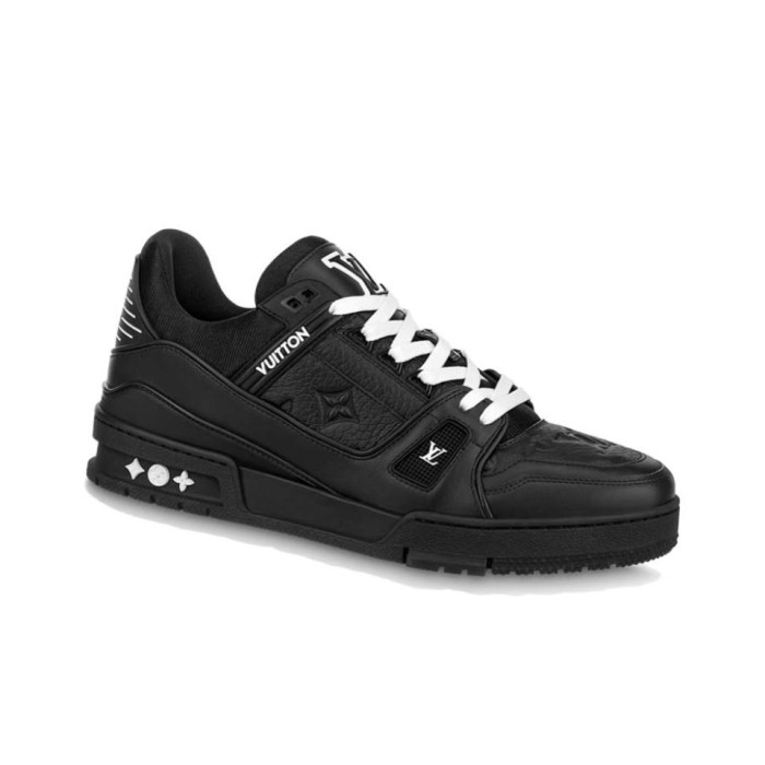 LOUIS VUITTON TRAINER SNEAKER WITH WOOL IN BLACK CALF LEATHER   LSVT124