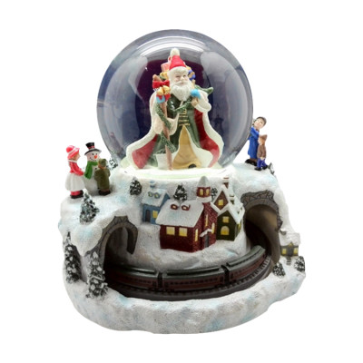 Custom Christmas Santa Water Globe 100mm LED lit & train movable