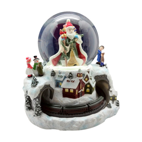 Custom Christmas Santa Water Globe 100mm LED lit & train movable