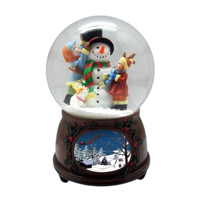 Custom Christmas Snowman snow globe 100mm with Musical Tune