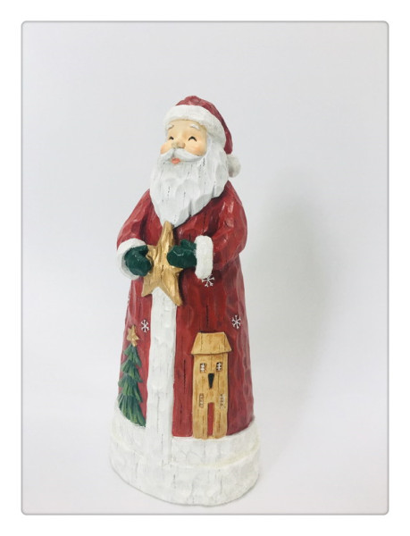 Open item for wholesale - Christmas Santa figurine in wood textured 7.5 H