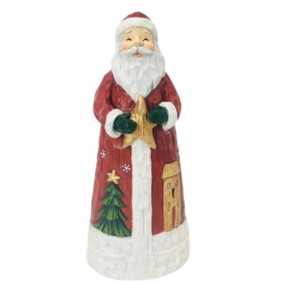 Open item for wholesale - Christmas Santa figurine in wood textured 7.5 H
