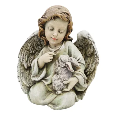 Custom Garden Peace Fairy with Rabbit  9.5 H