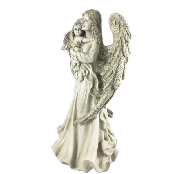 Custom Garden Angel mother with Baby cherub 28 H