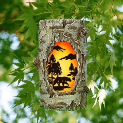 Custom Garden Bark textured Solar Lantern 8.27 H