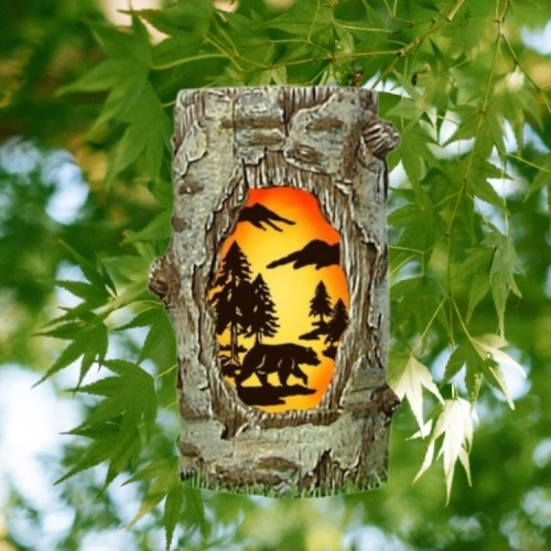 Custom Garden Bark textured Solar Lantern 8.27 H